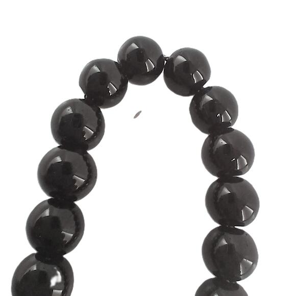 Tiffany & Co 925 Black Onyx Beaded Sterling Silver Toggle Bracelet 7.5" Vintage - Picture 2 of 7